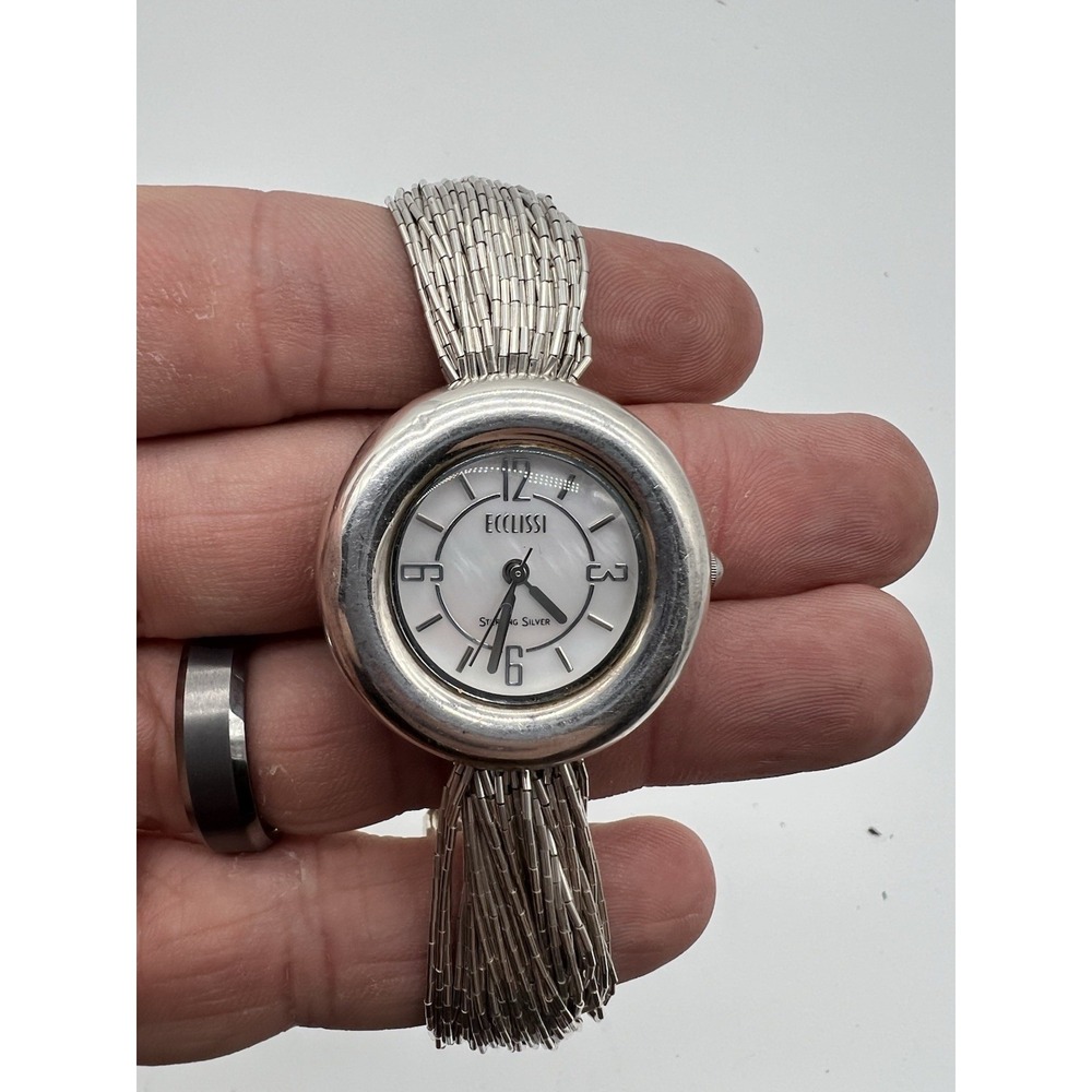 Ecclissi Sterling Silver MOP Dial 32840 Liquid Silver Bracelet Women's Watch 7 "
